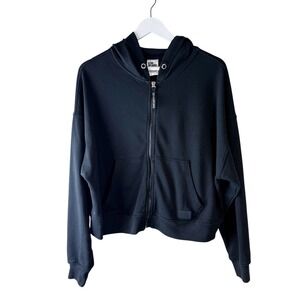 Love & Sports Black Full Zip Cropped‎ Hoodie Size M Womens Sweatshirt